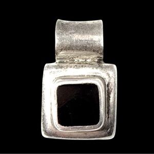 Sterling Silver 925 Mexico Square Pendant with Onyx Center Stone